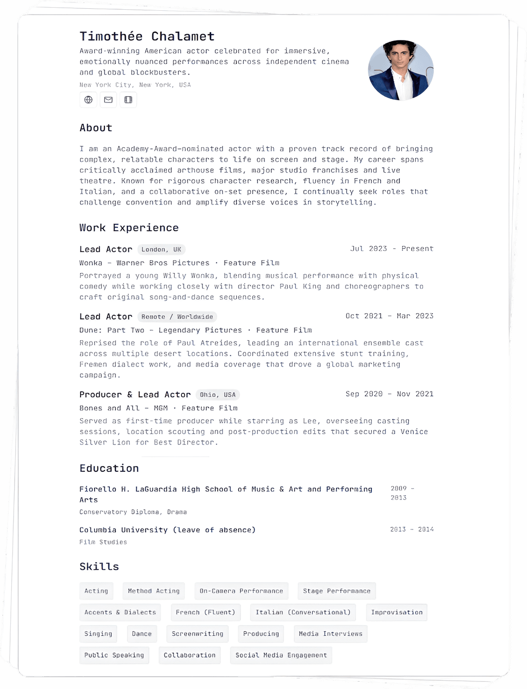 CV Website Preview
